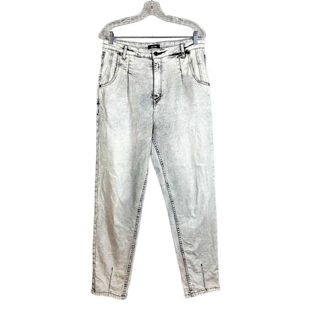 Saint + Sofia Size 32 Gray Light Wash Pixie Pleat… - image 1